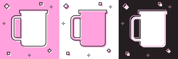 Set Coffee cup flat icon isolated on pink and white, black background. Tea cup. Hot drink coffee. Vector Illustration — Stock Vector