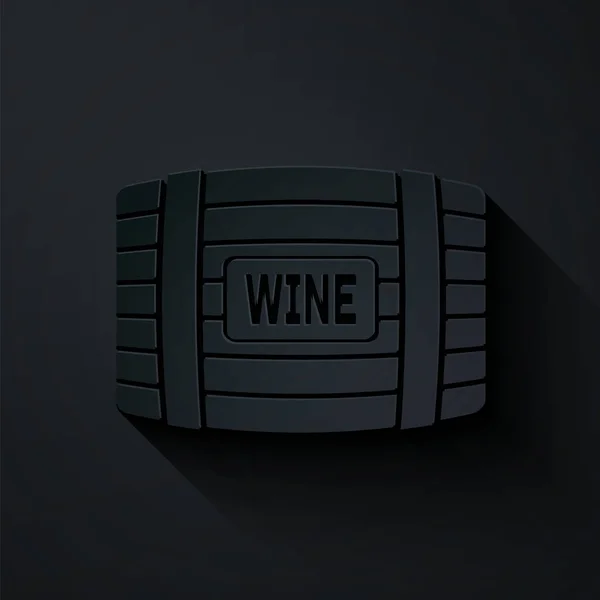 Papier découpé Corps en bois pour icône du vin isolé sur fond noir. Style art du papier. Illustration vectorielle — Image vectorielle