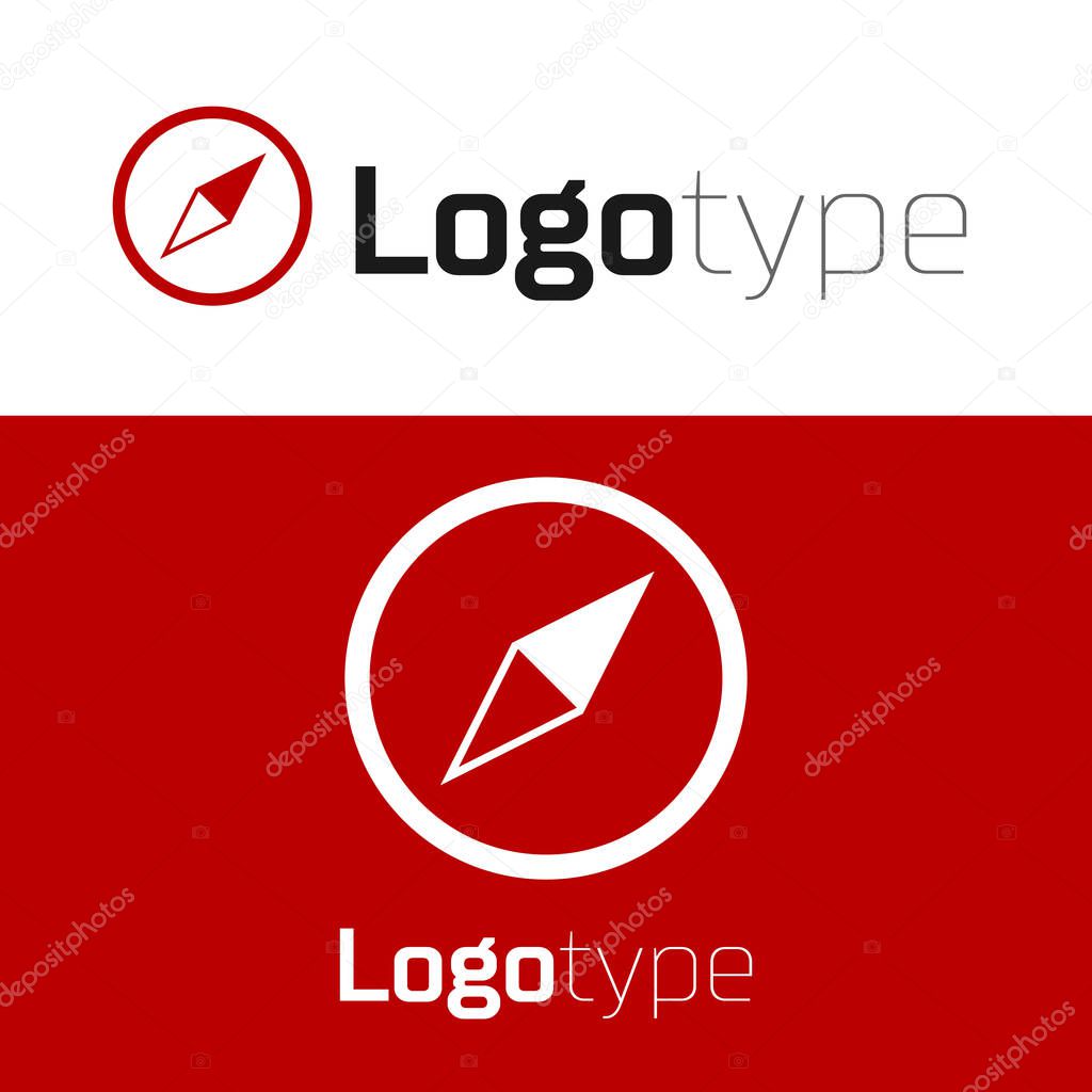 Red Wind rose icon isolated on white background. Compass icon for travel. Navigation design. Logo design template element. Vector Illustration