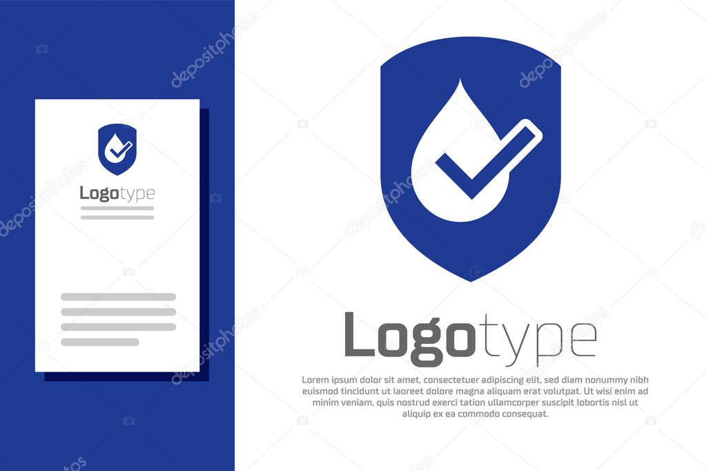 Blue Waterproof icon isolated on white background. Water resistant or liquid protection concept. Logo design template element. Vector Illustration