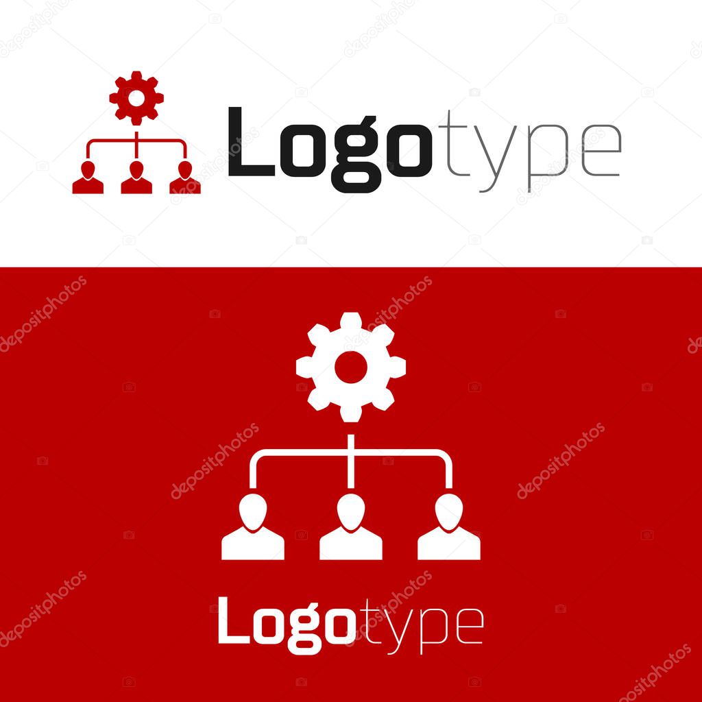 Red Lead management icon isolated on white background. Logo design template element. Vector Illustration