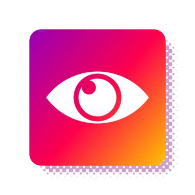 Beyaz Göz simgesi beyaz arkaplanda izole edildi. Kare renk düğmesi. Vektör İllüstrasyonu