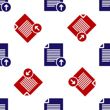 Mavi ve kırmızı dosya gönderme simgesi beyaz arkaplanda izole edilmiş kusursuz desen. Dosya belgesi sembolü. Belge oku. Vektör İllüstrasyonu