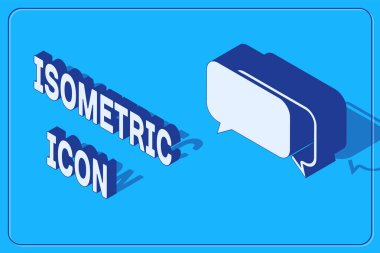 Isometric Sohbet simgesi mavi arkaplanda izole edildi. Konuşma baloncukları sembolü. Vektör İllüstrasyonu