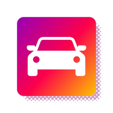 Beyaz Araba simgesi beyaz arkaplanda izole edildi. Kare renk düğmesi. Vektör İllüstrasyonu