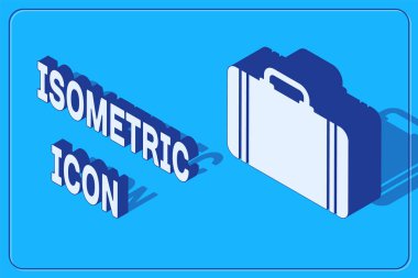 Seyahat simgesi için Isometric Bavulu mavi arkaplanda izole edildi. Seyahat bagaj tabelası. Seyahat bagaj ikonu. Vektör İllüstrasyonu