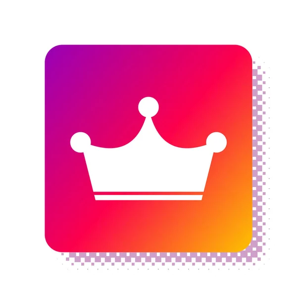 White Crown icon isolated on white background. Square color button. Vector Illustration — ストックベクタ