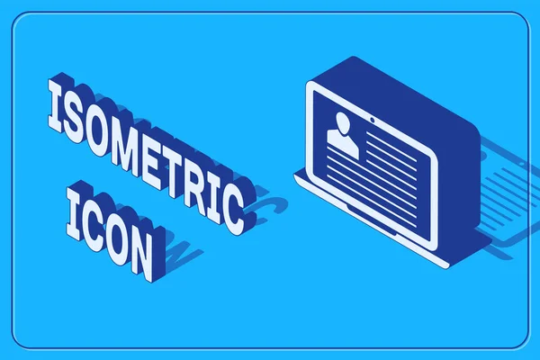 Isometric Laptop With Resume Icon Isolated On Blue Background Cv Application Searching Professional Staff Analyzing Personnel Resume Vector Illustration Stock Images Page Everypixel