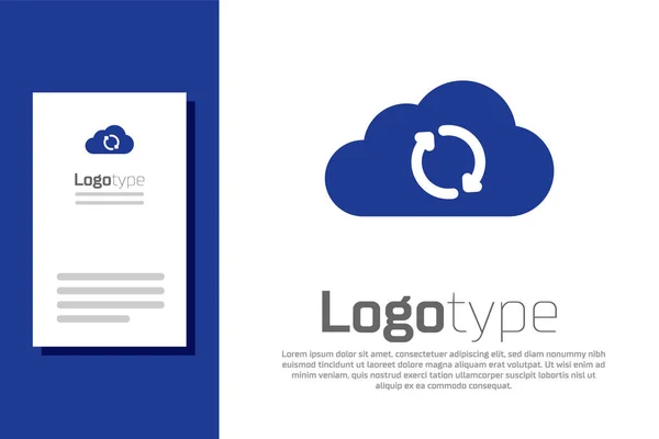 Ícone de atualização de sincronização Nuvem azul isolado no fundo branco. Nuvem e flechas. Elemento de modelo de design de logotipo. Ilustração vetorial — Vetor de Stock