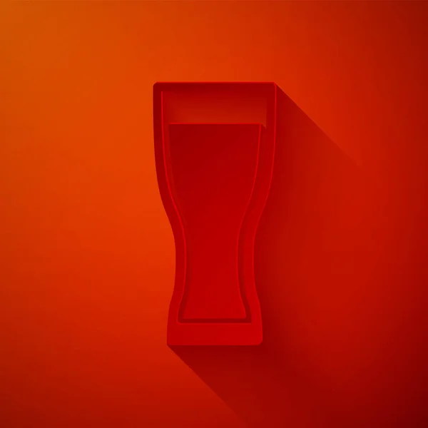 Χαρτί περικοπή γυαλί της μπύρας εικονίδιο απομονώνονται σε κόκκινο φόντο. Στυλ χάρτινης τέχνης. Εικονογράφηση διανύσματος — Διανυσματικό Αρχείο