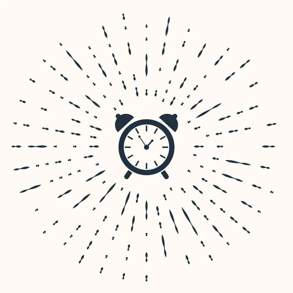 Grey Alarm clock icon isolated on beige background. Wake up, get up concept. Time sign. Abstract circle random dots. Vector Illustration — ストックベクタ