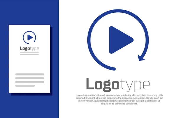 Blue Video play knop als eenvoudige replay pictogram geïsoleerd op witte achtergrond. Logo ontwerp template element. Vector Illustratie — Stockvector