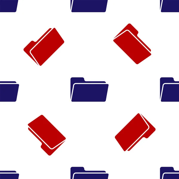 Ícone de pasta azul e vermelho isolado padrão sem costura no fundo branco. Ilustração vetorial —  Vetores de Stock