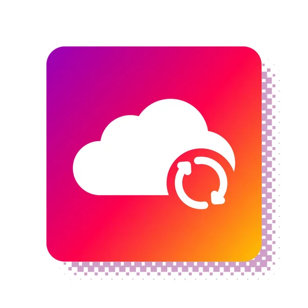 White Cloud sync refresh icon isolated on white background. Cloud and arrows. Square color button. Vector Illustration — ストックベクタ