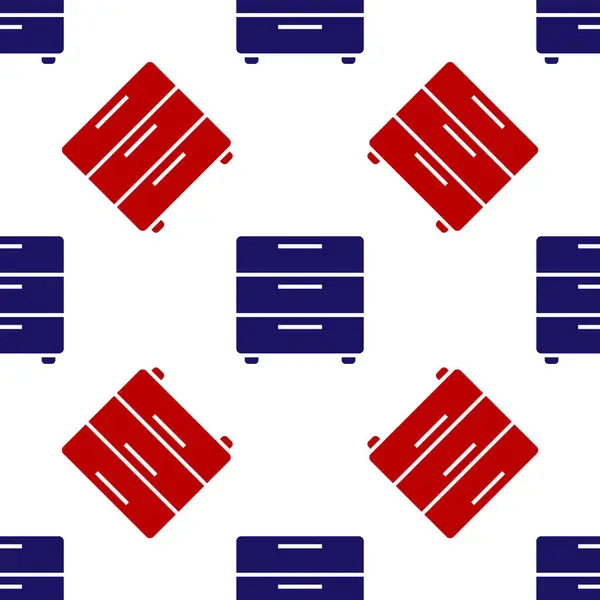 Μπλε και κόκκινο Έπιπλα Nightstand εικονίδιο απομονωμένη αδιάλειπτη μοτίβο σε λευκό φόντο. Εικονογράφηση διανύσματος — Διανυσματικό Αρχείο