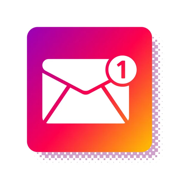Witte Envelop pictogram geïsoleerd op witte achtergrond. Ontvangen bericht concept. Nieuw, e-mail inkomend bericht, sms. Postbezorging. Vierkante kleur knop. Vector Illustratie — Stockvector