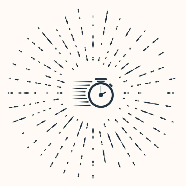 Grijze Stopwatch icoon geïsoleerd op beige achtergrond. Tijdklok teken. Abstracte cirkel willekeurige stippen. Vector Illustratie — Stockvector
