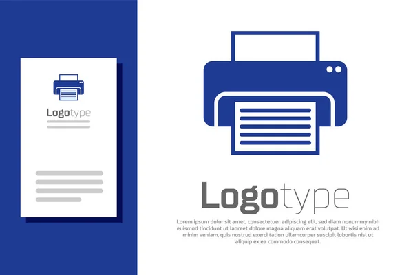 Niebieska ikona drukarki odizolowana na białym tle. Element szablonu logo. Ilustracja wektora — Wektor stockowy