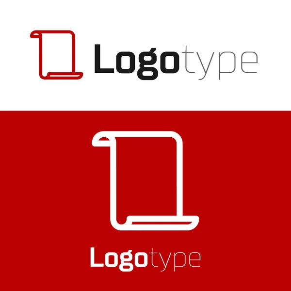 Red Paper bläddra ikonen isolerad på vit bakgrund. Canvas rulla tecken. Mall för logotyp. Vektor Illustration — Stock vektor