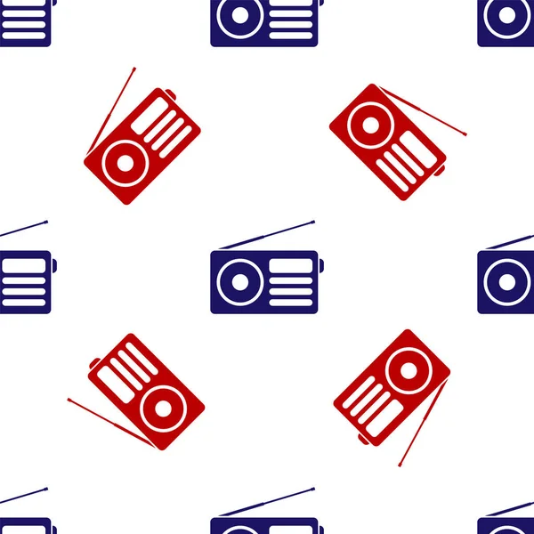 Blue and red Radio with antenna icon isolated seamless pattern on white background. Vector Illustration — ストックベクタ