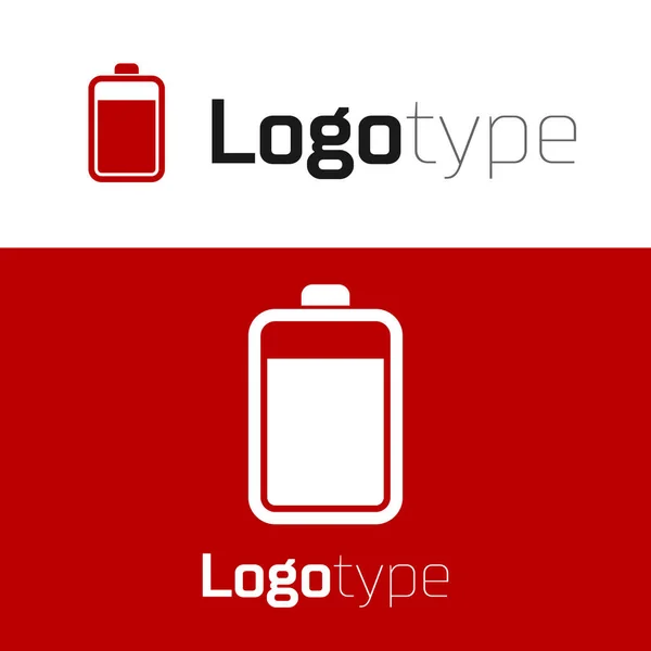 Icono de la batería roja aislado sobre fondo blanco. Elemento de plantilla de diseño de logotipo. Ilustración vectorial — Archivo Imágenes Vectoriales