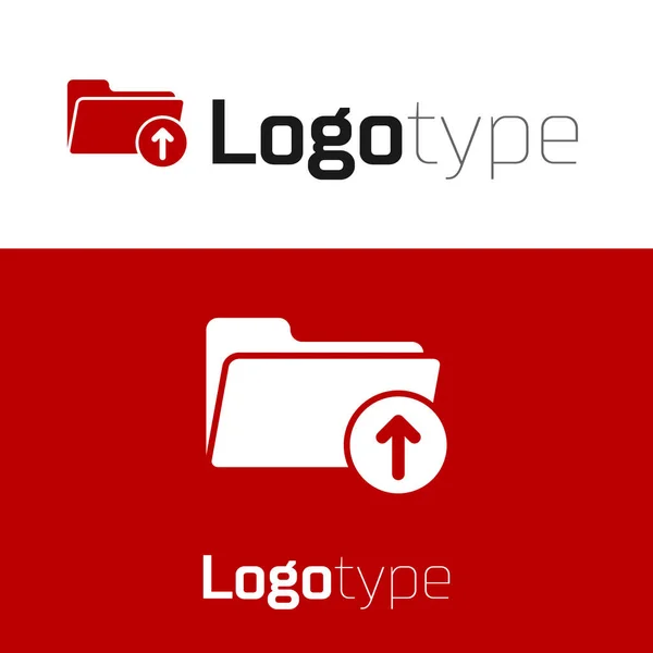 Flecha de descarga roja con icono de carpeta aislado sobre fondo blanco. Elemento de plantilla de diseño de logotipo. Ilustración vectorial — Vector de stock