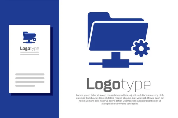 Blue Ftp instellingen map pictogram geïsoleerd op witte achtergrond. Software-update, transferprotocol, router, teamwork tool management, kopieerproces. Logo ontwerp template element. Vector Illustratie — Stockvector