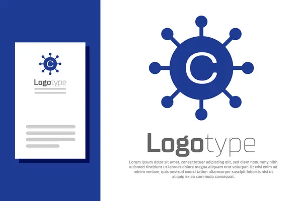 Blue Copywriting netwerk icoon geïsoleerd op witte achtergrond. Content netwerk symbool. Auteursrechtteken. Copywriting netwerk teken. Logo ontwerp template element. Vector Illustratie — Stockvector