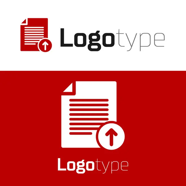 Red Upload file icon isolated on white background. File document symbol. Document arrow. Logo design template element. Vector Illustration — ストックベクタ