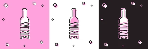 Set Bouteille d'icône du vin isolé sur fond rose et blanc, noir. Une bouteille de vin. Illustration vectorielle — Image vectorielle