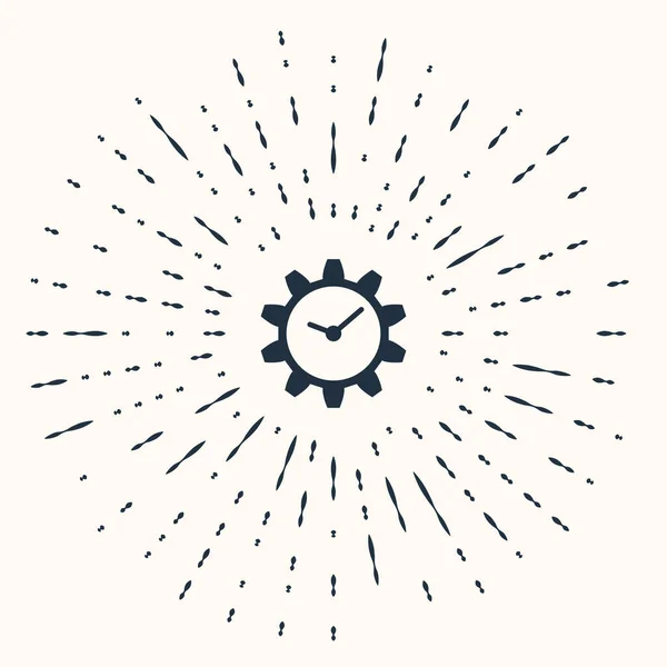 灰色时间管理图标孤立的米色背景. 时钟和齿轮的标志。 文摘:随机圆点. 病媒图解 — 图库矢量图片