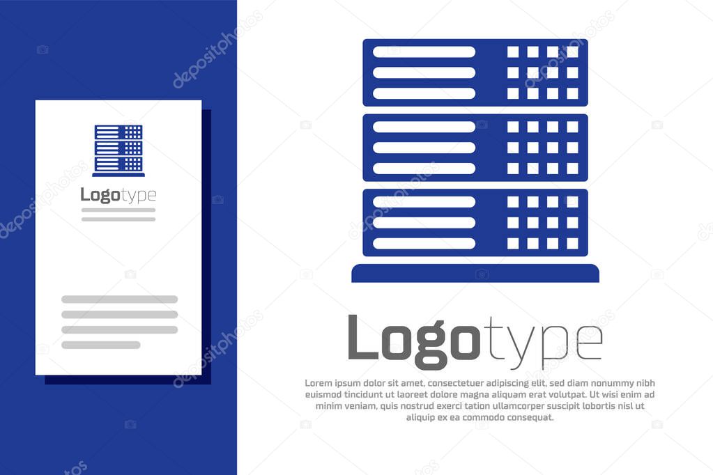 Blue Server, Data, Web Hosting icon isolated on white background. Logo design template element. Vector Illustration