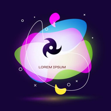 Siyah Tornado simgesi koyu mavi arkaplanda izole edildi. Kasırga, kasırga, fırtına bacası, kasırga ya da hortum ikonu. Sıvı şekilli soyut pankart. Vektör İllüstrasyonu