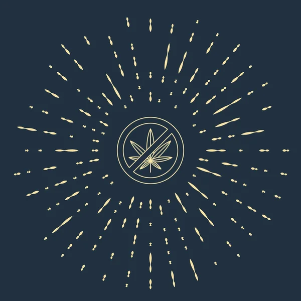Beige Stoppa marijuana eller cannabis blad ikon isolerad på mörkblå bakgrund. Ingen rökning av marijuana. Hampa symbol. Abstrakt cirkel slumpmässiga prickar. Vektor Illustration — Stock vektor
