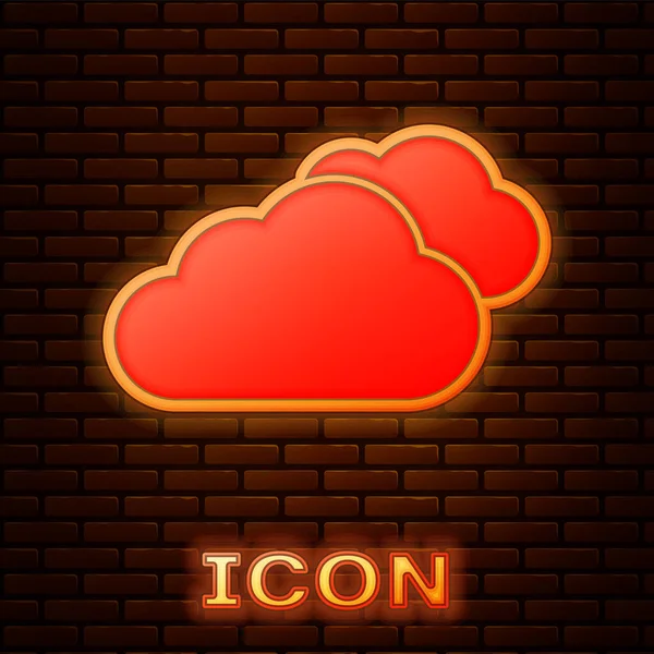 Świecącą neon chmura ikona na białym tle na tle ściany cegła. Ilustracja wektorowa — Wektor stockowy