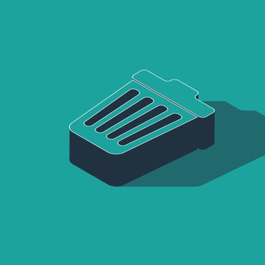 Isometric Çöp kutusu simgesi yeşil arkaplanda izole edildi. Çöp kutusu tabelası. Vektör İllüstrasyonu