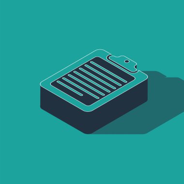 Yeşil arkaplanda belge simgesine sahip Isometric Panosu. Vektör İllüstrasyonu