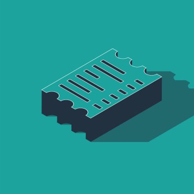 Yeşil arka planda Isometric Kağıt kontrol ve mali kontrol simgesi izole edildi. Kağıt baskı çeki, makbuz ya da fatura. Vektör İllüstrasyonu