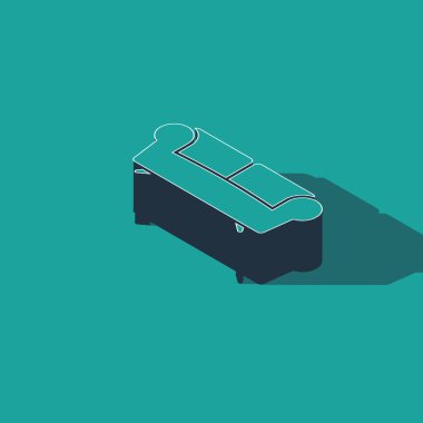 Isometric Sofa simgesi yeşil arkaplanda izole edildi. Vektör İllüstrasyonu