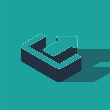 Isometric Gönderme simgesi yeşil arkaplanda izole edildi. Yukarı ok. Vektör İllüstrasyonu