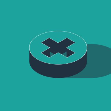 Yeşil arka planda izole edilmiş halka simgesi şeklinde Isometric Tıbbi haç. İlk yardım sembolü. Vektör İllüstrasyonu