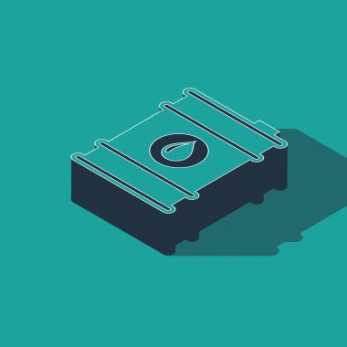 Isometric Barrel yağ ikonu yeşil arka planda izole edildi. Vektör İllüstrasyonu