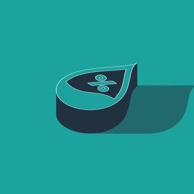 Isometric Water damla yüzdesi simgesi yeşil arkaplanda izole edildi. Nem analizi. Vektör İllüstrasyonu