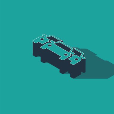 Yeşil arkaplanda Isometric Car simgesi izole edildi. Vektör İllüstrasyonu