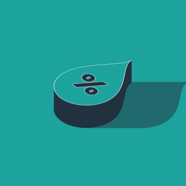 Isometric Water damla yüzdesi simgesi yeşil arkaplanda izole edildi. Nem analizi. Vektör İllüstrasyonu