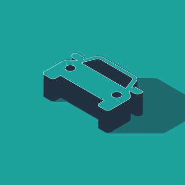 Isometric Car simgesi yeşil arkaplanda izole edildi. Vektör İllüstrasyonu