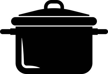 Siyah Pişirme pot simgesi beyaz arka plan üzerinde izole. Kaynatın veya güveç gıda sembolü. Vektör İllüstrasyonu