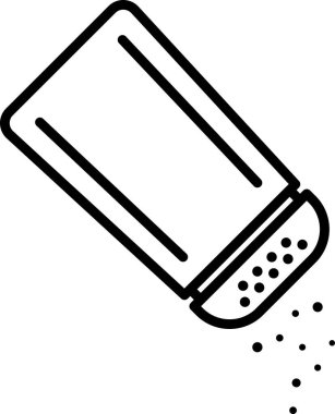 Beyaz arka planda izole edilmiş siyah tuz ve biber ikonu. Yemek pişirme baharatları. Vektör İllüstrasyonu