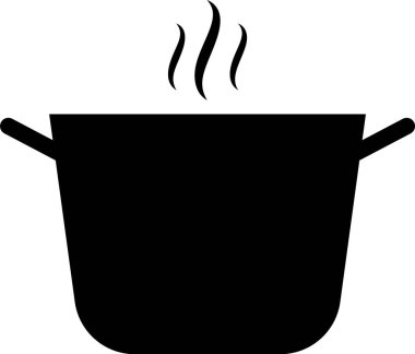 Siyah Pişirme pot simgesi beyaz arka plan üzerinde izole. Kaynatın veya güveç gıda sembolü. Vektör İllüstrasyonu