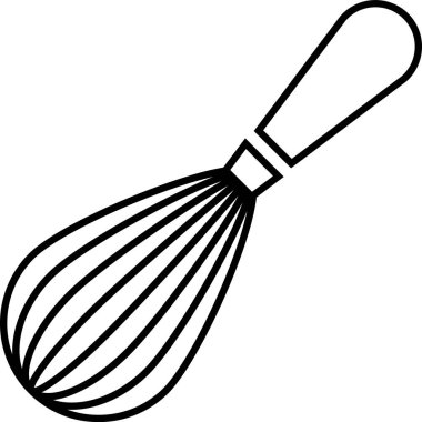 Siyah Mutfak çırpma simgesi beyaz arka plan üzerinde izole. Pişirme aleti, yumurta çırpıcı. Çatal bıçak takımı işareti. Gıda karışımı sembolü. Vektör İllüstrasyonu